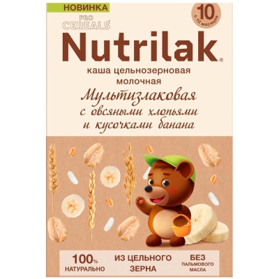 Каша Procereals Мультизлаковая цельнозерновая с овсяными хлопьями и бананом молочная 200 г Nutrilak